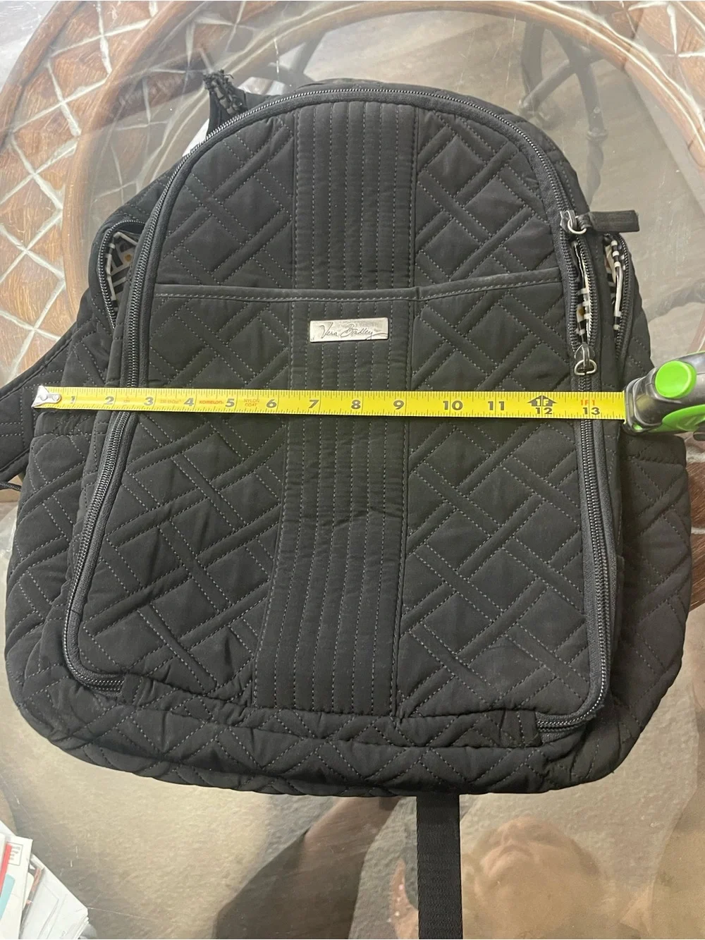 Vera Bradley Black Microfiber Quilted Backpack Diaper Bag Travel Tote